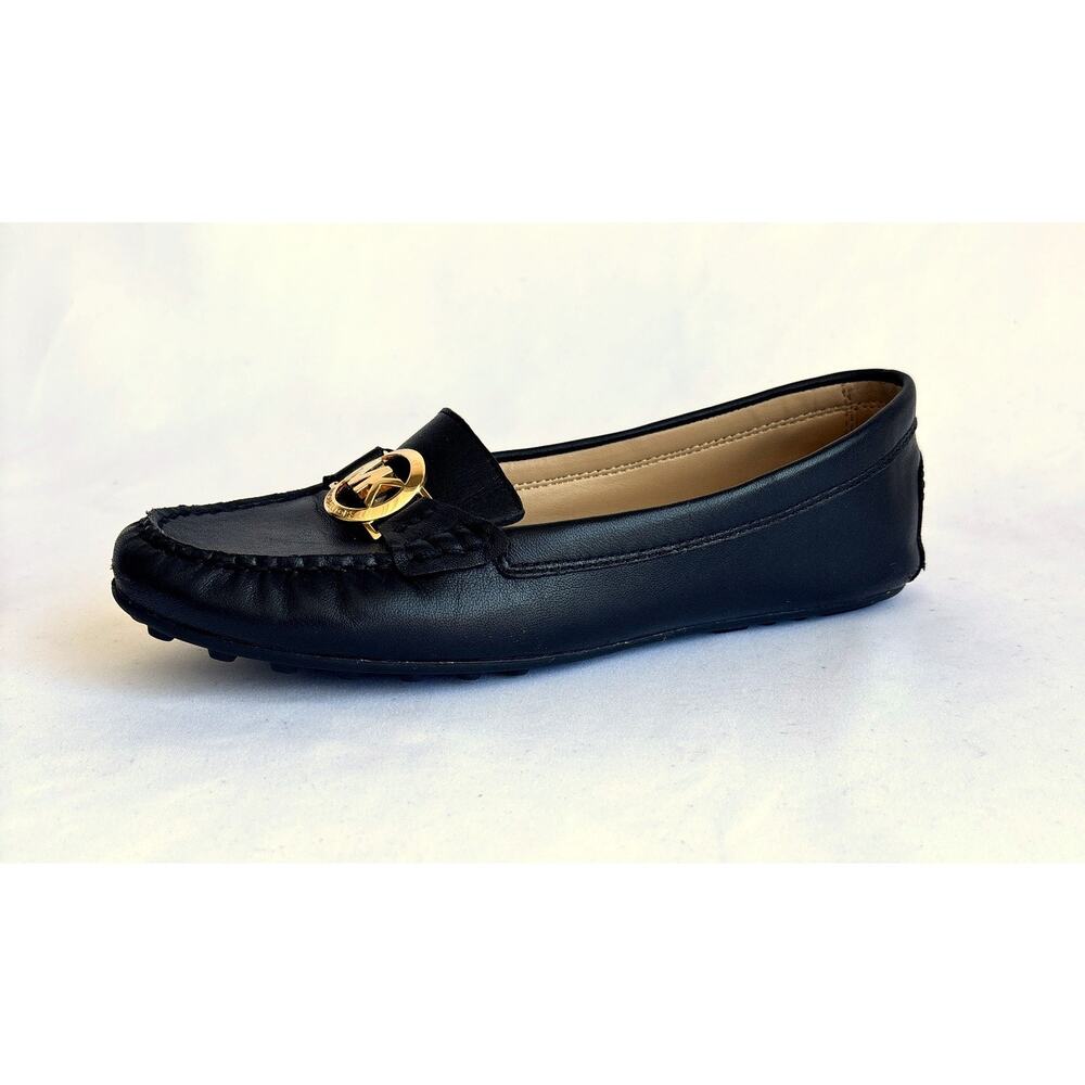 Michael Kors MK black leather slip-on flat loafer shoes, size 7M - Picture 2 of 8